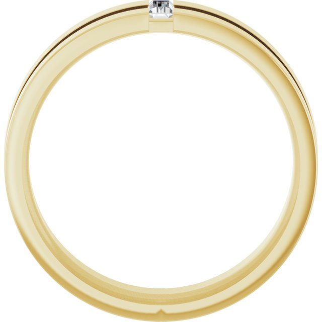 14k Yellow 1/8 Ct Natural Diamond Notched Band Size 10