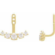 14k Yellow 1 Ctw Lab-grown Diamond Curved Bar Earring Jackets
