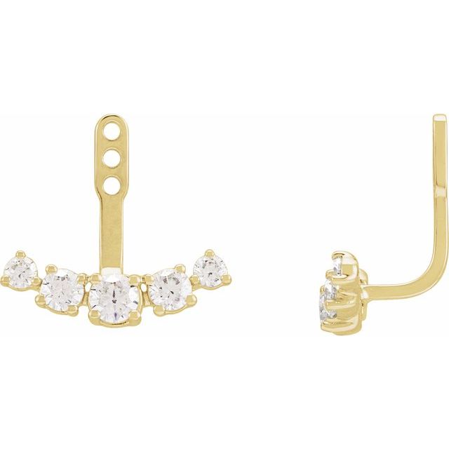 14k Yellow 1 Ctw Lab-grown Diamond Curved Bar Earring Jackets