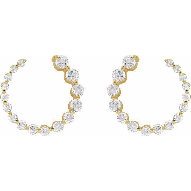 14K Yellow 7/8 CTW Natural Diamond Front-Back Earrings