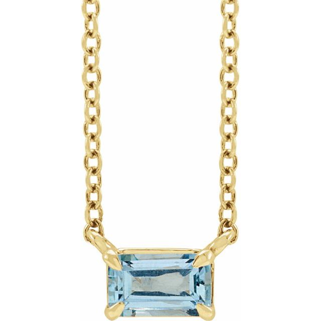 14K Yellow Natural Aquamarine 18' Necklace