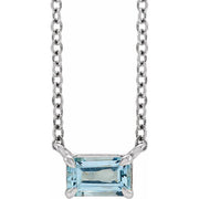 Platinum Natural Aquamarine 18' Necklace
