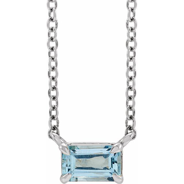 Platinum Natural Aquamarine 18' Necklace