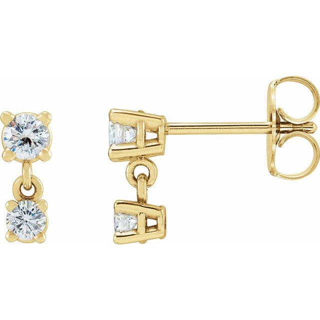 14K Yellow 1/3 CTW Natural Diamond Two-Stone Earrings