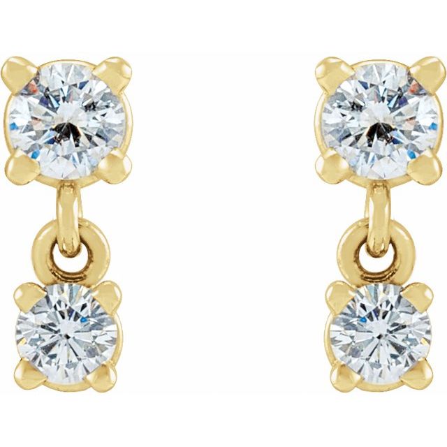 14K Yellow 1/3 CTW Natural Diamond Two-Stone Earrings