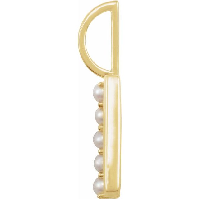14K Yellow Cultured White Freshwater Pearl Initial S Charm/Pendant