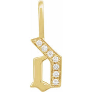 14K Yellow .05 CTW Natural Diamond Gothic Initial D Charm/Pendant