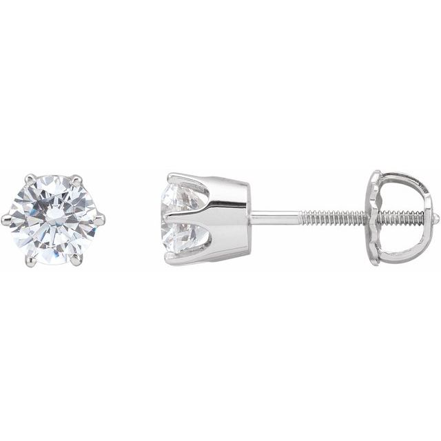 14K White 5.25 mm  Imitation White Cubic Zirconia Stud Earrings