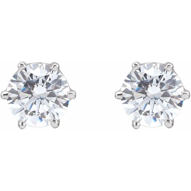 14K White 5.25 mm  Imitation White Cubic Zirconia Stud Earrings