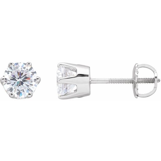 14K White 5.75 mm  Imitation White Cubic Zirconia Stud Earrings