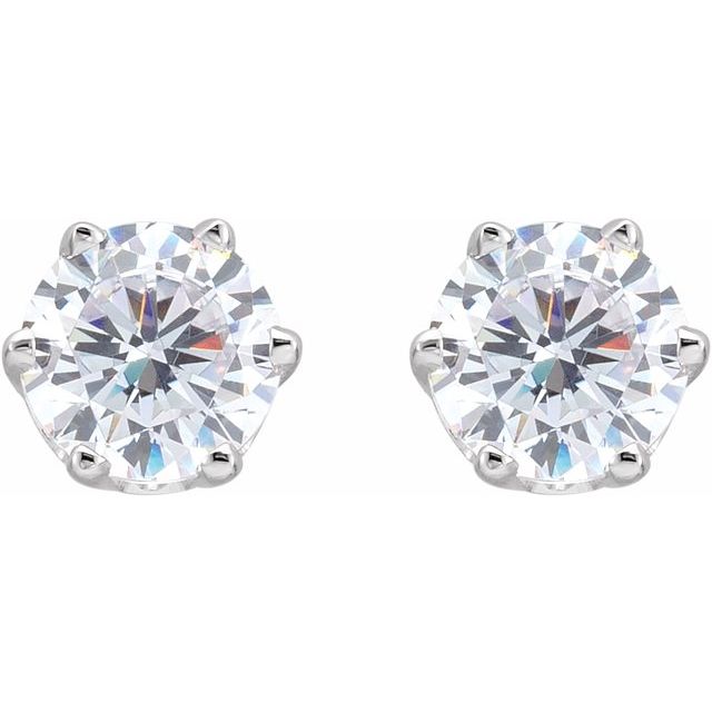 14K White 5.75 mm  Imitation White Cubic Zirconia Stud Earrings