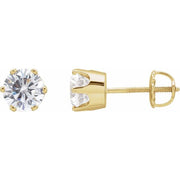 14k Yellow 6.5 Mm  Imitation White Cubic Zirconia Stud Earrings