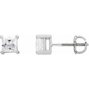 14K White 4.5x4.5 mm Square Imitation White Cubic Zirconia Earrings