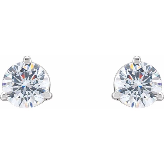 14K White 5.7 mm Imitation White Cubic Zirconia Stud Earrings