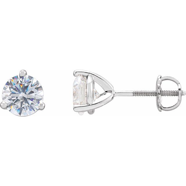14K White 6.5 mm Imitation White Cubic Zirconia Stud Earrings