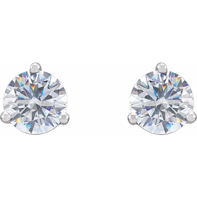 14K White 6.5 mm Imitation White Cubic Zirconia Stud Earrings
