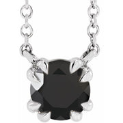Sterling Silver Natural Black Onyx Solitaire 18' Necklace