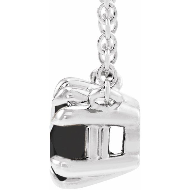 Sterling Silver Natural Black Onyx Solitaire 18' Necklace