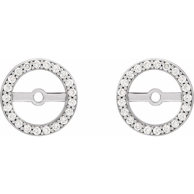 14k White 1/10 Ctw Natural Diamond Earring Jackets With 6.1 Mm Id