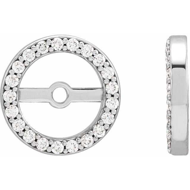 14k White 1/10 Ctw Natural Diamond Earring Jackets With 6.1 Mm Id
