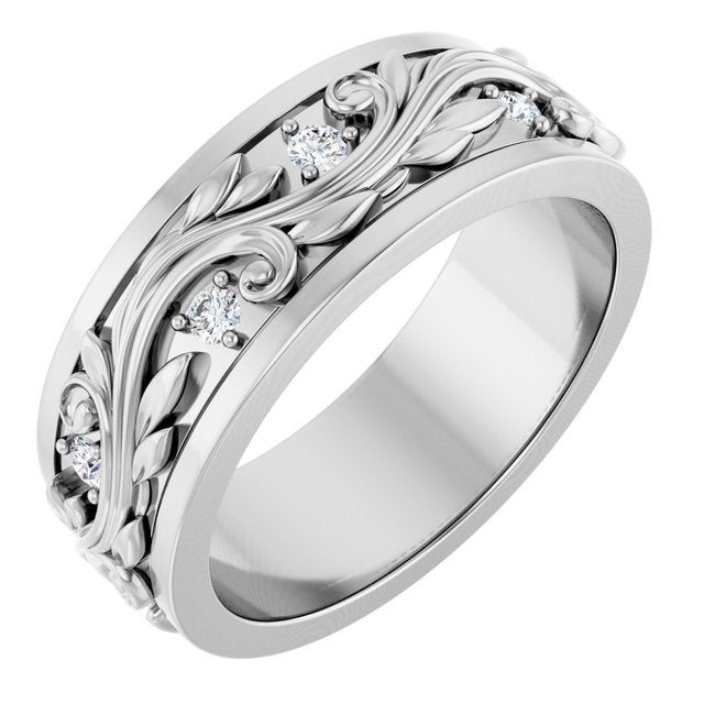 14k White 1/4 Ctw Natural Diamond Band Size 7