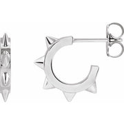 Sterling Silver Spike 13.43 mm Hoop Earrings