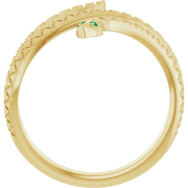 14K Yellow Natural Emerald Snake Ring