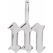 14K White Gothic Initial M Charm/Pendant