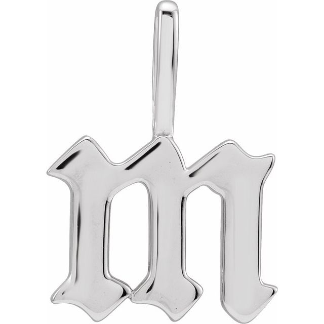 14K White Gothic Initial M Charm/Pendant