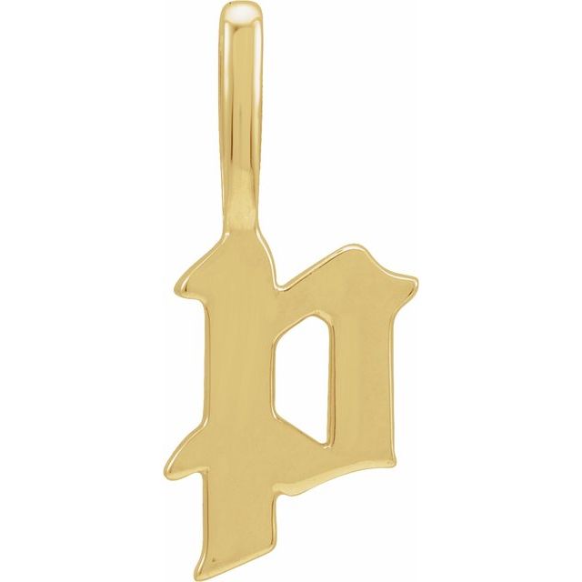 14K Yellow Gothic Initial P Charm/Pendant