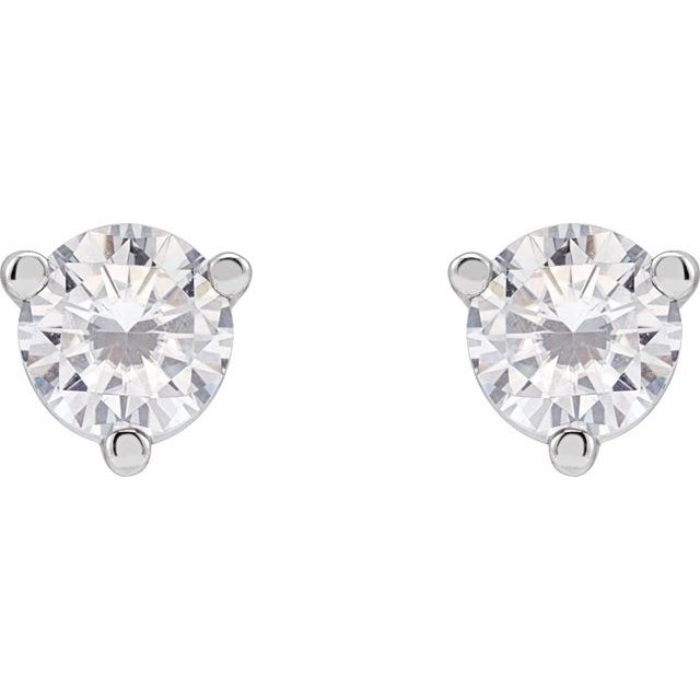 14K White 3 mm Round Stuller Lab-Grown Moissanite™ Earrings