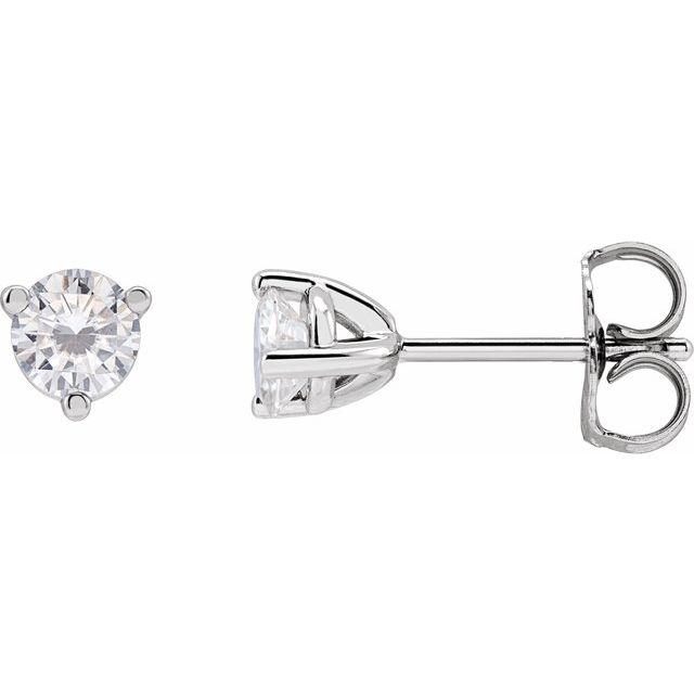 14K White 3 mm Round Stuller Lab-Grown Moissanite™ Earrings