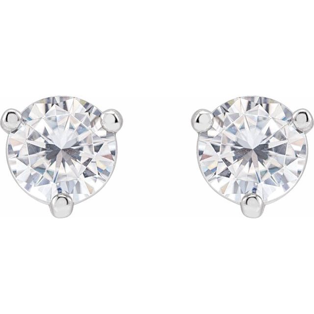 14K White 5 mm Round Stuller Lab-Grown Moissanite™ Earrings
