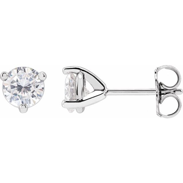14K White 5 mm Round Stuller Lab-Grown Moissanite™ Earrings