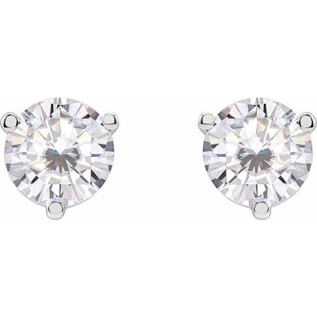 14K White 6.5 mm Round Stuller Lab-Grown Moissanite™ Earrings