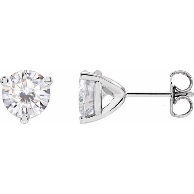 14K White 6.5 mm Round Stuller Lab-Grown Moissanite™ Earrings