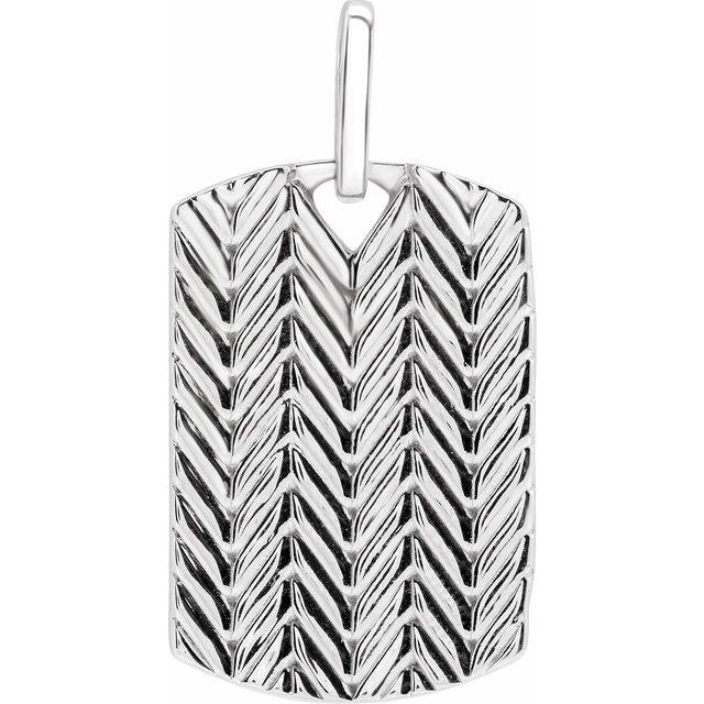 14K White 24x16 mm Dog Tag