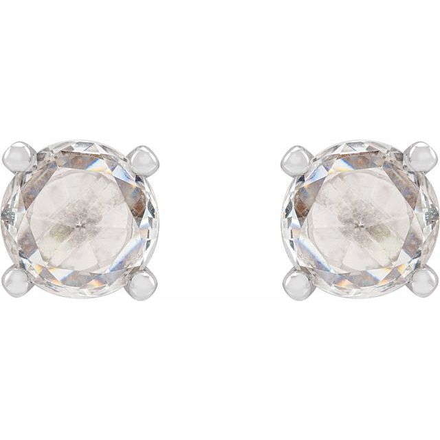 14K White 1/4 CTW Rose-Cut Natural Diamond Stud Earrings