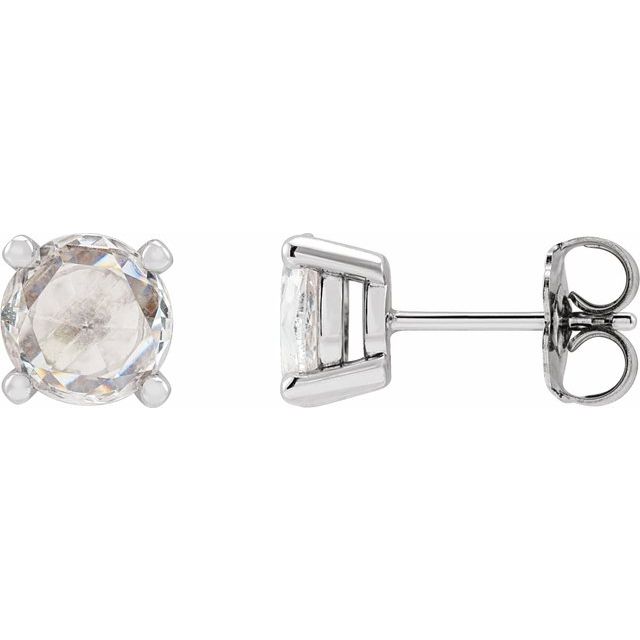 14K White 1/4 CTW Rose-Cut Natural Diamond Stud Earrings