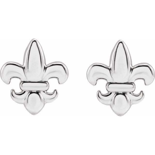 14K White Fleur-de-Lis Earrings