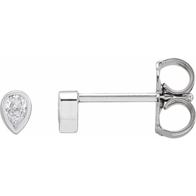 14K White .05 CT Lab-Grown Diamond Bezel-Set Earring