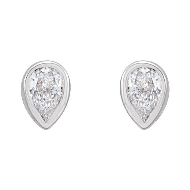 14K White 1/10 CTW Lab-Grown Diamond Bezel-Set Earrings