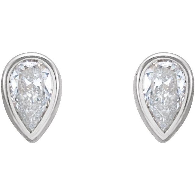 14K White 1/5 CTW Lab-Grown Diamond Bezel-Set Earrings