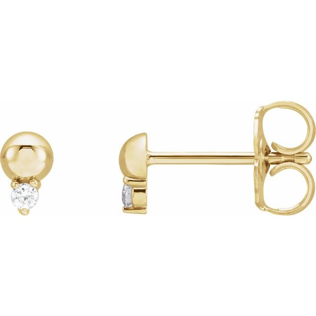 14k Yellow .03 Ctw Natural Diamond Bead Earrings