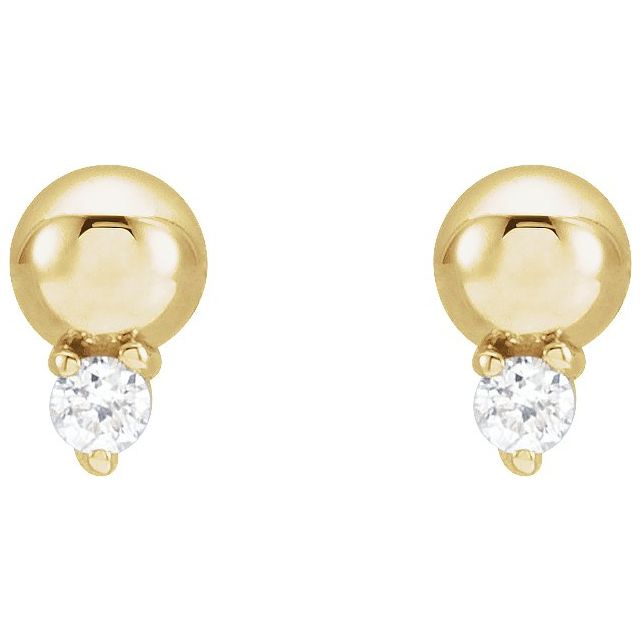 14k Yellow .03 Ctw Natural Diamond Bead Earrings