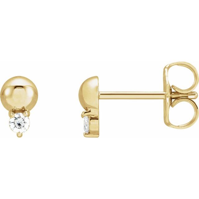 14K Yellow .06 CTW Natural Diamond Bead Earrings