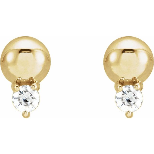 14K Yellow .06 CTW Natural Diamond Bead Earrings