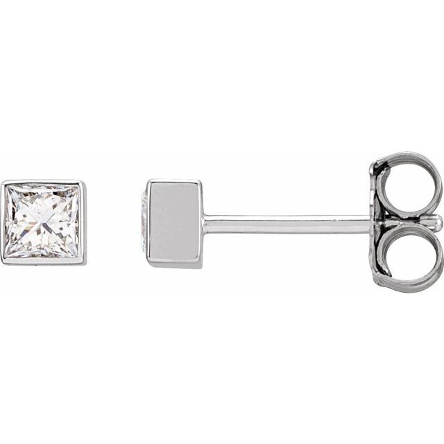 14K White 5/8 CTW Lab-Grown Diamond Bezel-Set Earrings