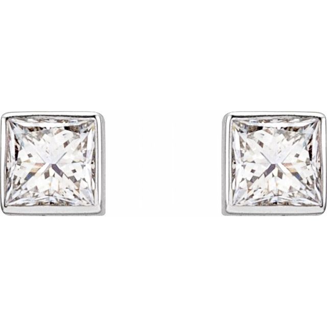 14K White 1/5 CTW Lab-Grown Diamond Bezel Earrings