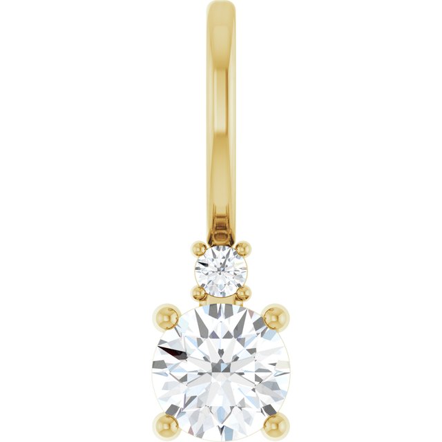 14K Yellow Natural White Sapphire & .015 CT Natural Diamond Charm/Pendant
